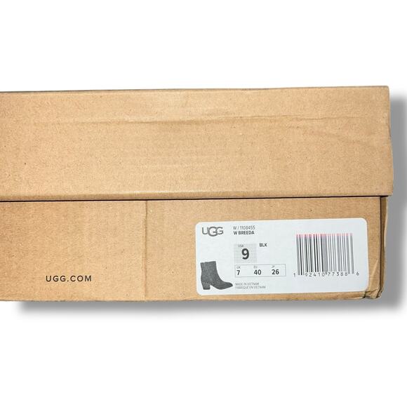 UGG Womens Breeda Suede Ankle Boots Mid Heel Zip Closure Almond Toe Black Sz 9 - Picture 15 of 16